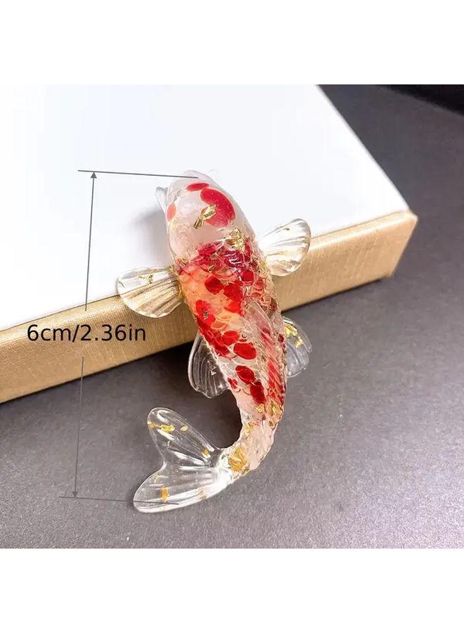 Koi Golden Foil Crystal Glue Dropping Fish Ornament Desktop Car Home Office Decor - Image 1