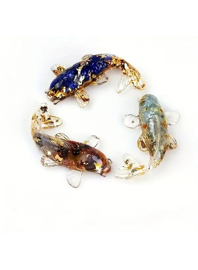 Koi Golden Foil Crystal Glue Dropping Fish Ornament Desktop Car Home Office Decor - Image 2