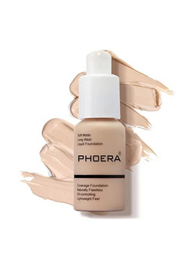Phoera Foundation Makeup Naturally Liquid Foundation Full Coverage Mattle Oilcontrol Concealer 8 Colors Optional,Great Choice For Gift (102 Nude,30Ml) - Image 1