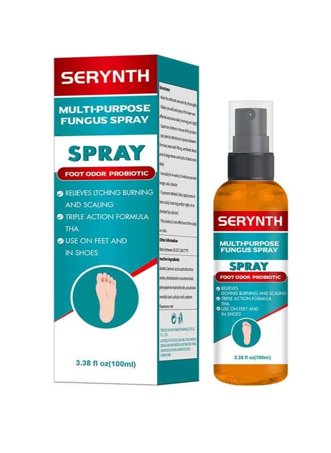 SERYNTH Foot Deodorant Spray, Antifungal Foot Spray, Probiotic Odor Eliminator, Effective Athletes Foot Treatment, Long Lasting Shoe & Sock Odor Removal, Sweat Resistant Dry Foot Care Spray, 100ML - Image 5
