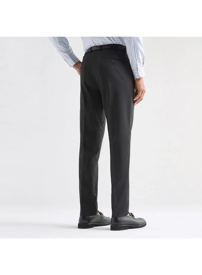 Splash FAV Textured Regular Fit Flexi Waist Trousers with Pockets