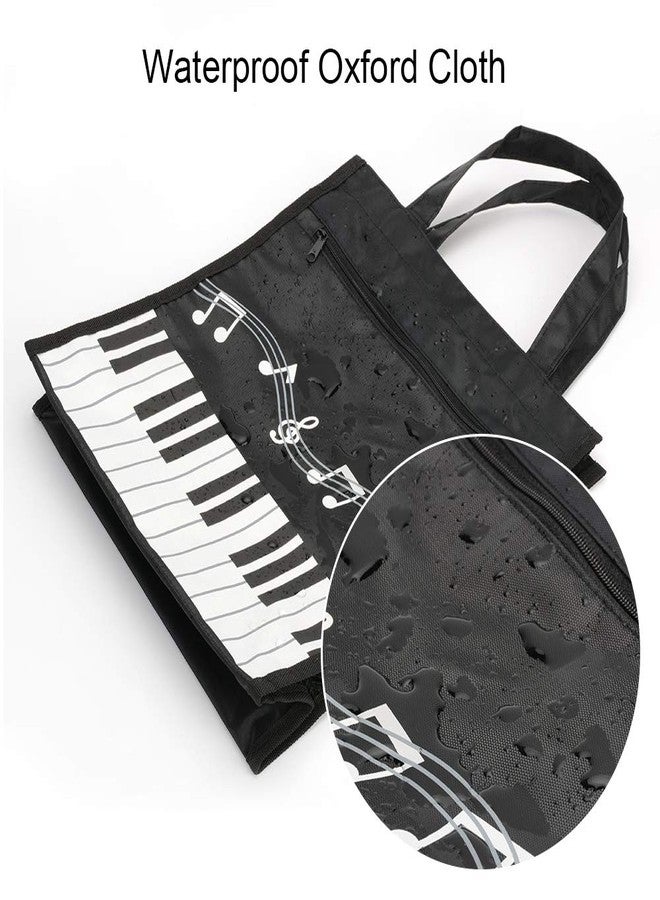 Rinastore Piano Keys Music Waterproof Oxford Cloth Handbag Tote Shopping Book Bag Gift for Kids & Students (Black) - Image 3