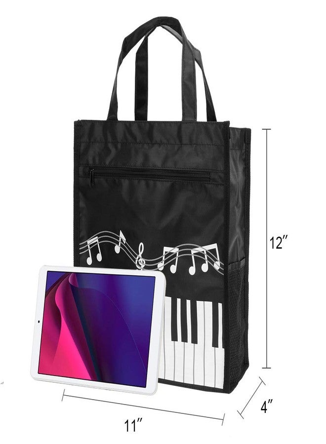 Rinastore Piano Keys Music Waterproof Oxford Cloth Handbag Tote Shopping Book Bag Gift for Kids & Students (Black) - Image 4