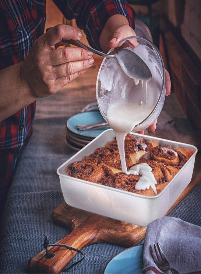 تيم فار صينية كيك مربعة من تيم فار، قطعتان، مقاس 8 بوصات، مصنوعة من الفولاذ المقاوم للصدأ، مثالية للكيك والبراونيز واللازانيا، صحية وغير سامة، سطح متين ومصقول، آمنة للغسل في غسالة الأطباق. - Image 4