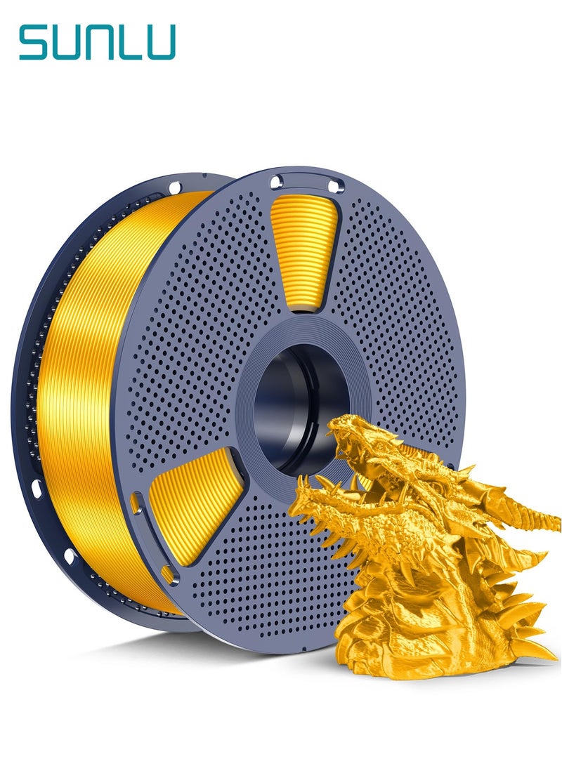 SUNLU 3D Printer Silk Filament,Shiny Silk PLA+ Filament 1.75mm, Smooth Silky Surface, Great Easy to Print for 3D Printers, Dimensional Accuracy +/- 0.02mm, Silk Light Gold 1KG - Image 1