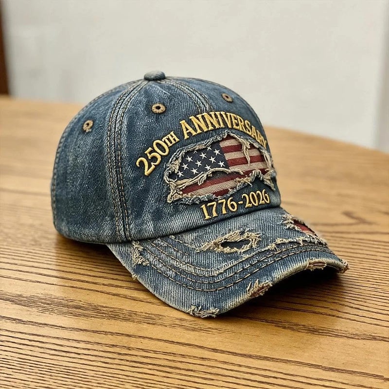 Yuonry USA 250th Anniversary Distressed Casual Cap,Patriotic Theme 1776-2026 Commemorative Baseball Cap,Traditional American Tribute Hat Gift Honoring Patriots & Veterans Blue - Image 3