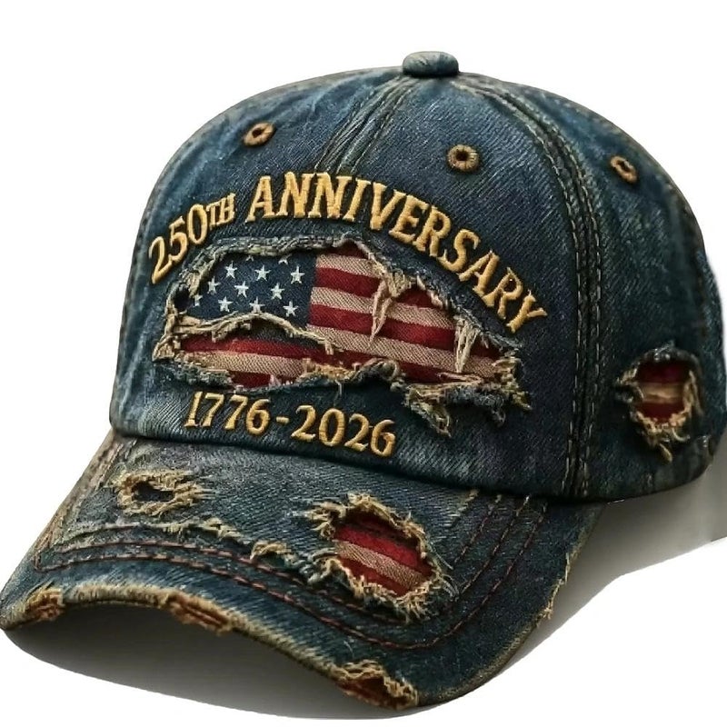 Yuonry USA 250th Anniversary Distressed Casual Cap,Patriotic Theme 1776-2026 Commemorative Baseball Cap,Traditional American Tribute Hat Gift Honoring Patriots & Veterans Blue - Image 1