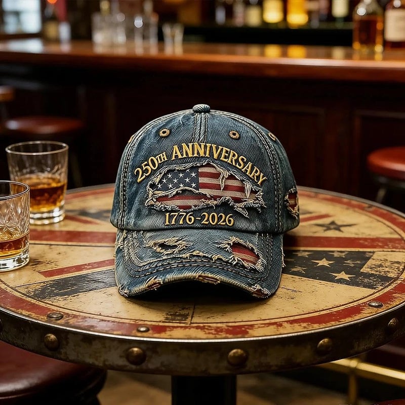 Yuonry USA 250th Anniversary Distressed Casual Cap,Patriotic Theme 1776-2026 Commemorative Baseball Cap,Traditional American Tribute Hat Gift Honoring Patriots & Veterans Blue - Image 2