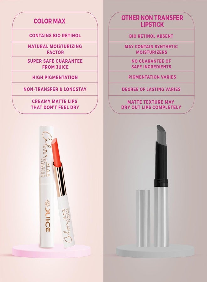 Juice Long Lasting, 4pc Lipstick Combo Set For Women(Merlot-M07 Bullet Lipstick, Coral Charm-MCR06 Play up Lip Crayon, Dark Brown-M12 Liquid Lipstick, Caramelized-M18 Slim Stick) - Image 5