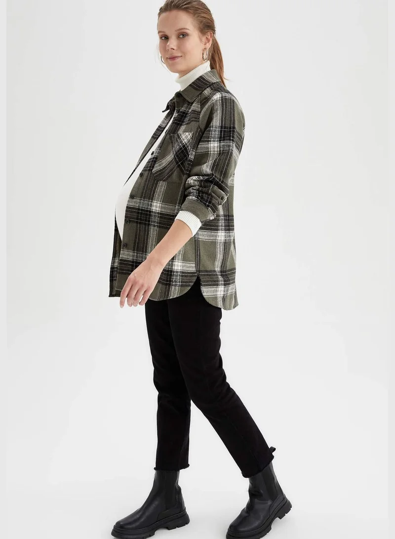 ديفاكتو Long Sleeve Check Patterned Maternity Shirt Jacket