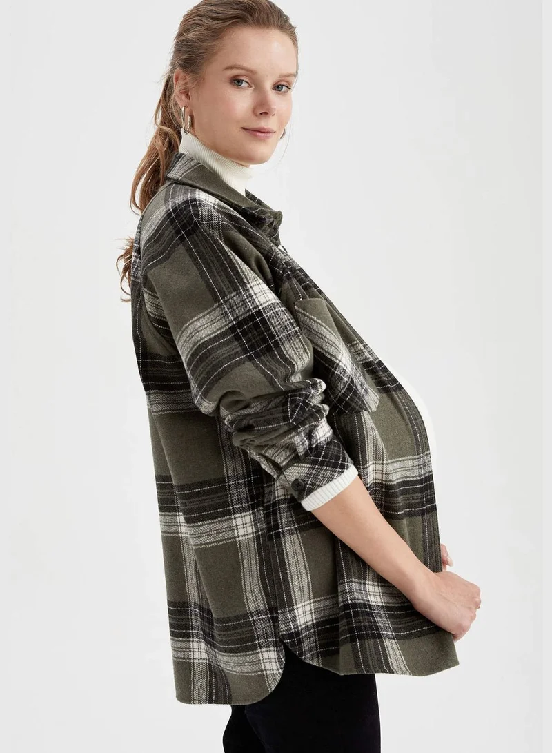 ديفاكتو Long Sleeve Check Patterned Maternity Shirt Jacket