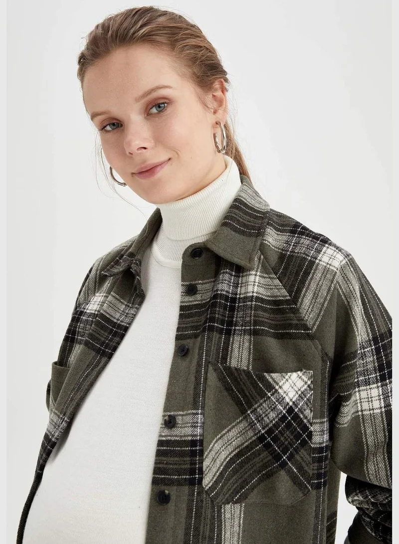 ديفاكتو Long Sleeve Check Patterned Maternity Shirt Jacket