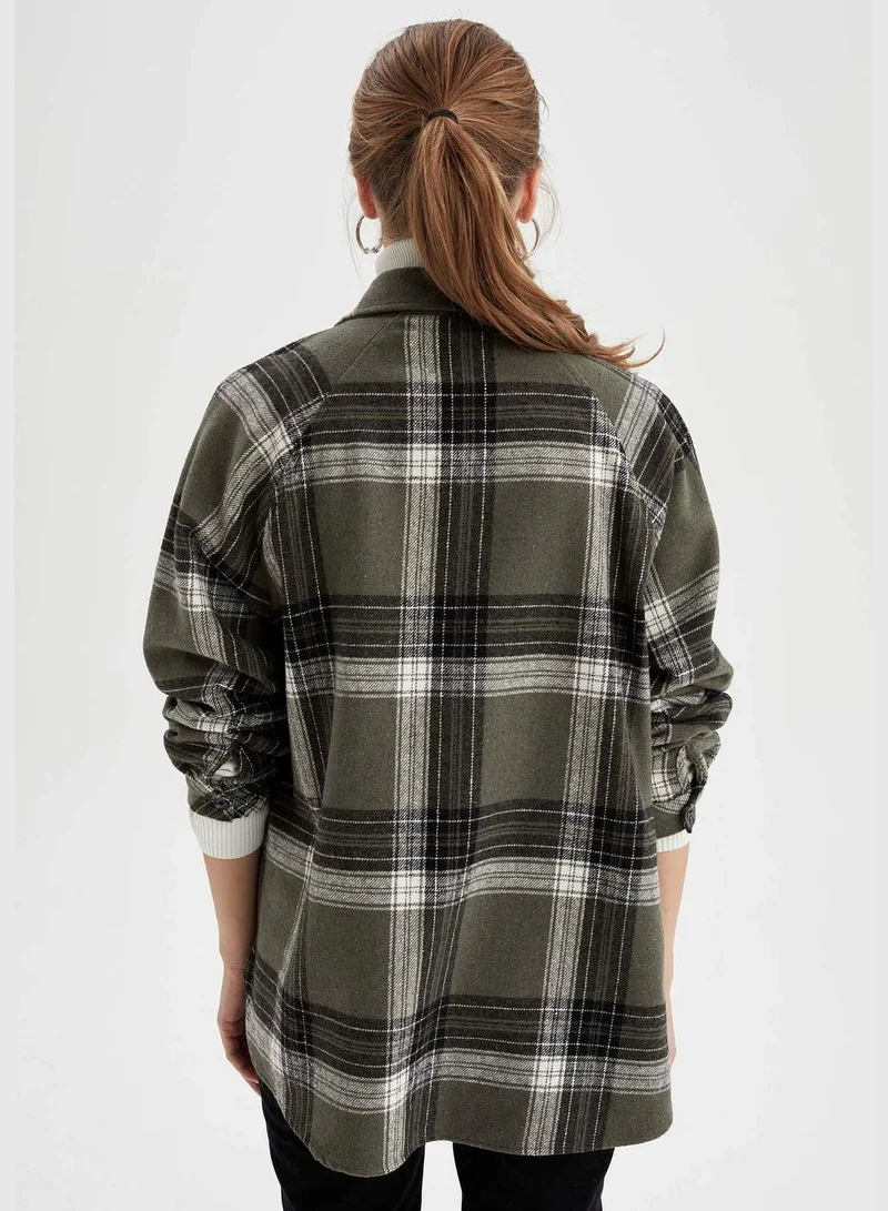 ديفاكتو Long Sleeve Check Patterned Maternity Shirt Jacket