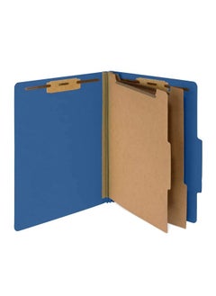 The File King Letter Size Dark Blue File Folders With Dividers, 10 Pack, 2" Fastener Prongs  - Image 1
