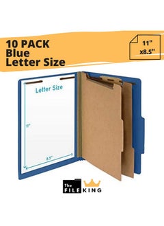 The File King Letter Size Dark Blue File Folders With Dividers, 10 Pack, 2" Fastener Prongs  - Image 2