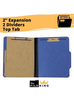 The File King Letter Size Dark Blue File Folders With Dividers, 10 Pack, 2" Fastener Prongs  - Image 3