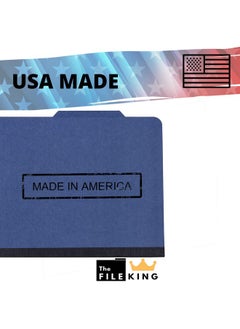 The File King Letter Size Dark Blue File Folders With Dividers, 10 Pack, 2" Fastener Prongs  - Image 5