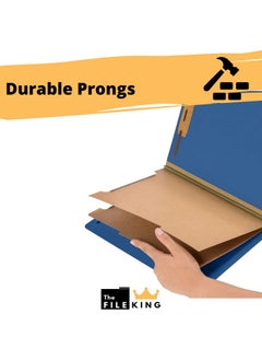 The File King Letter Size Dark Blue File Folders With Dividers, 10 Pack, 2" Fastener Prongs  - Image 4