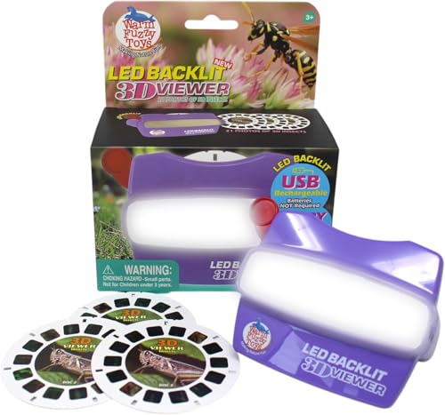 WARM FUZZY Toys LED Backlit 3D Viewer Insects New 2025 USBC Rechargeable Slide Viewer for Kids Adults Includes 3 Reels with 21 HD 3D Images PatentPending Retro Toy No Light Source Needed - Image 1