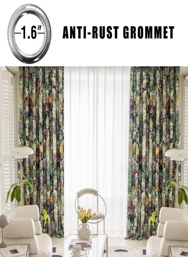 SUOUO Floral Curtains for Bedroom Pattern Dark Green Vintage Painting Flower Blackout Window Drapes Room Darkening for Living Room 84 inches Long 2 Panels - Image 2