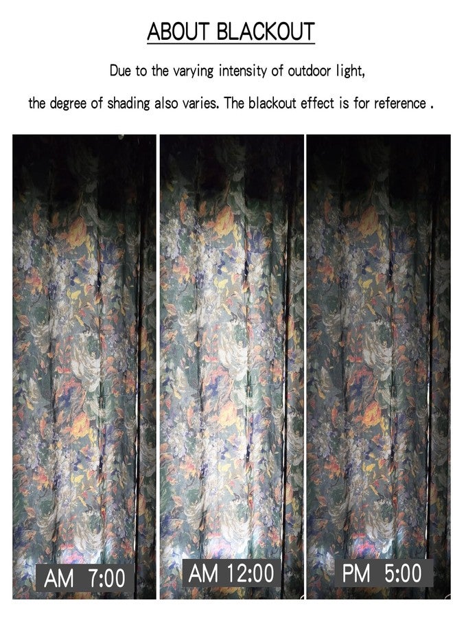 SUOUO Floral Curtains for Bedroom Pattern Dark Green Vintage Painting Flower Blackout Window Drapes Room Darkening for Living Room 84 inches Long 2 Panels - Image 5