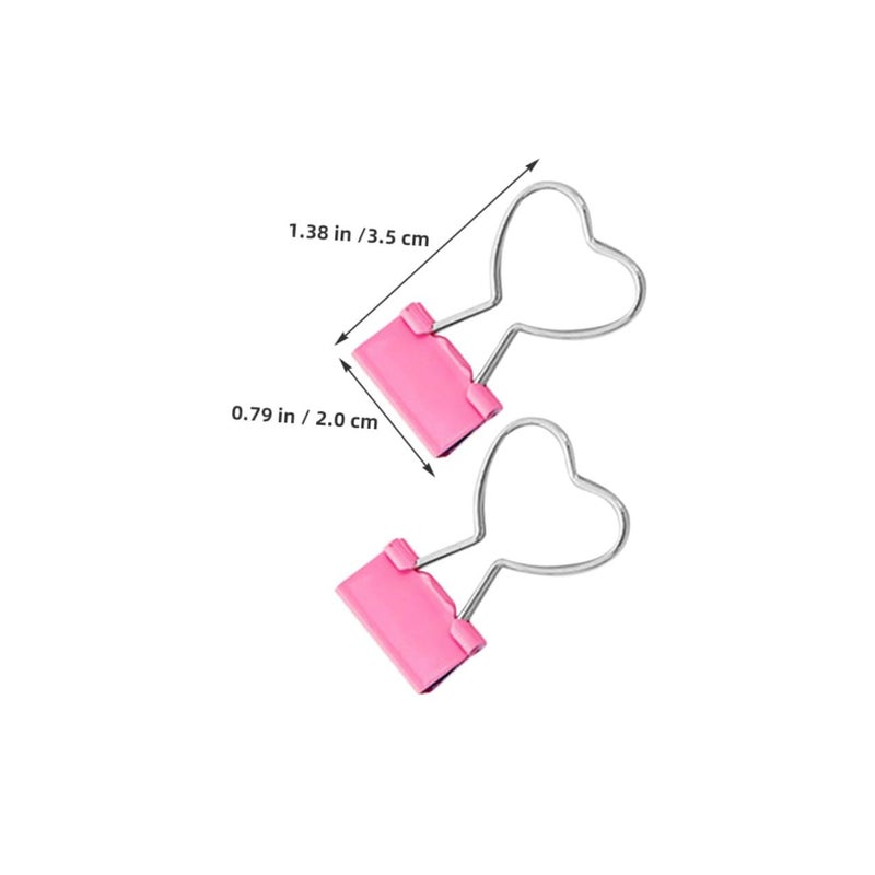 Pink Heart Paper Clips And Metal Binder Clips 19mm For Office School Organization 20pcs - Image 3