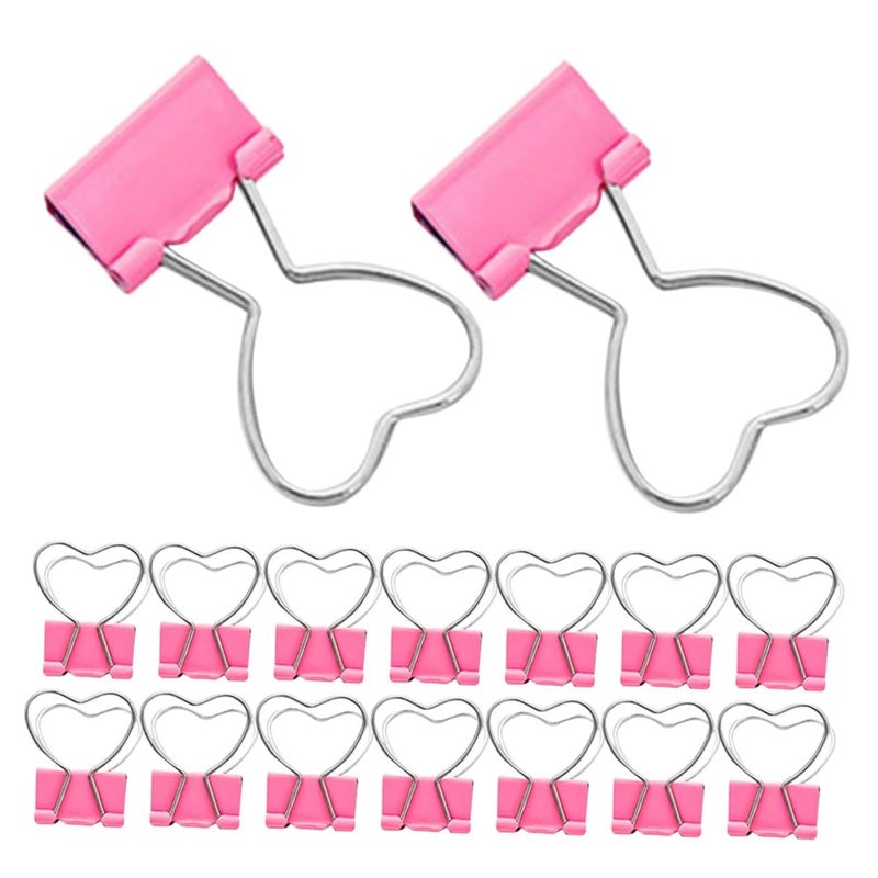 Pink Heart Paper Clips And Metal Binder Clips 19mm For Office School Organization 20pcs - Image 2