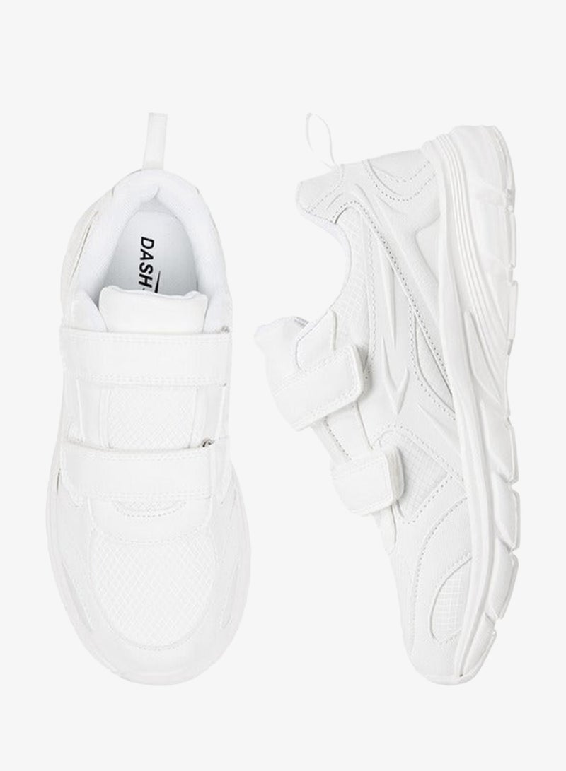 Dash Panelled School Shoes with Hook and Loop Closure - Image 3