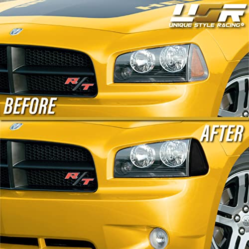 USR UNIQUE STYLE RACING USR DEPO Charger Turn Signal Lights - Black/Smoke Front Corner Lamps (Left + RIght) Compatible with 2006-2010 Dodge Charger Sedan (Smoked Lens) - Image 4