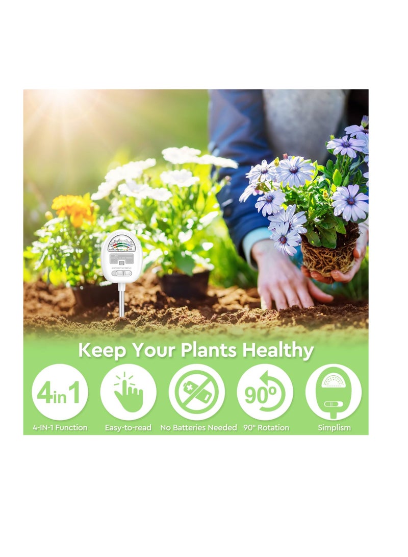 عام مقياس رطوبة التربة ، اختبار درجة الحموضة 4 في 1 في 1 ، الرطوبة/الخفيفة/العناصر الغذائية/مقياس الأس الهيدروجيني للحدائق ، العشب ، الزراعة ، استخدام النباتات الداخلية والخارجية ، لا توجد بطاريات مطلوبة ، هدايا لمحبي النباتات - Image 2