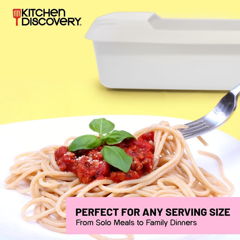 Kitchen Discovery Microwave Pasta Cooker- No Waiting, No Mess, No Stick Microwave Pasta Cooker with Strainer Lid Ready In As Little As 10 Minutes for up to 4 Servings- Microwave Spaghetti and Noodle Cooker - Image 5
