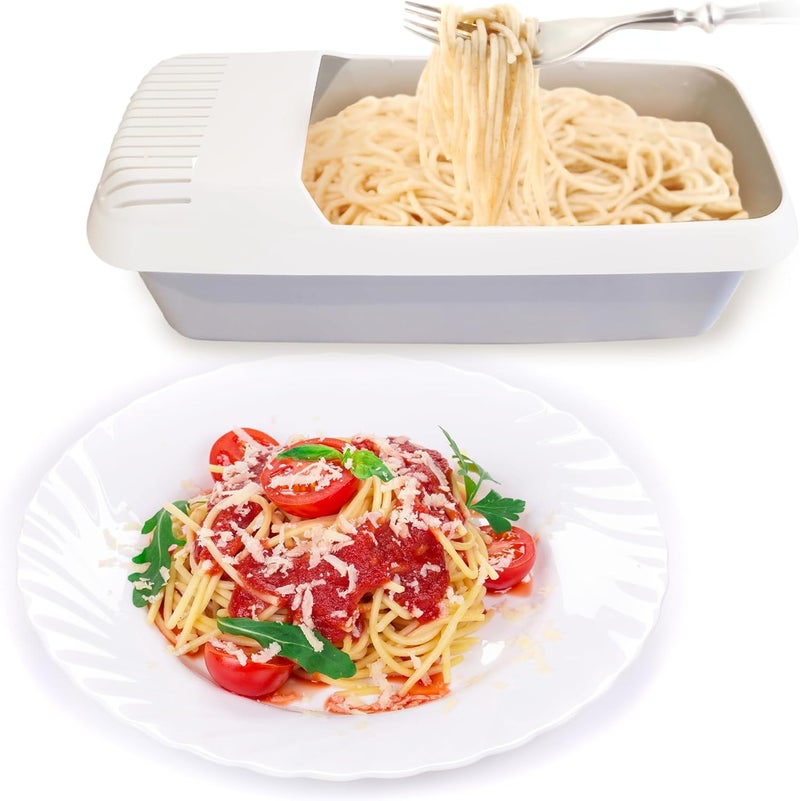 Kitchen Discovery Microwave Pasta Cooker- No Waiting, No Mess, No Stick Microwave Pasta Cooker with Strainer Lid Ready In As Little As 10 Minutes for up to 4 Servings- Microwave Spaghetti and Noodle Cooker - Image 1