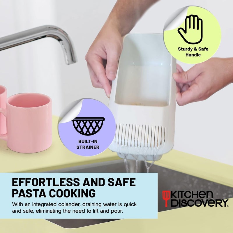 Kitchen Discovery Microwave Pasta Cooker- No Waiting, No Mess, No Stick Microwave Pasta Cooker with Strainer Lid Ready In As Little As 10 Minutes for up to 4 Servings- Microwave Spaghetti and Noodle Cooker - Image 4