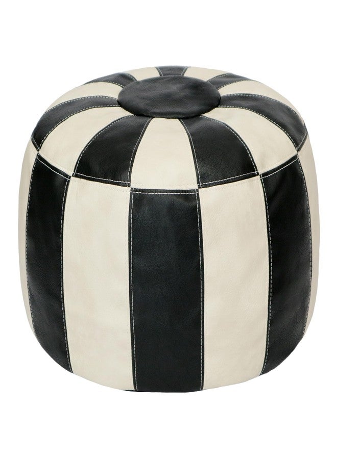 Thgonwid Unstuffed Moroccan Ottoman Pouf Cover, Ottoman Footstool Storage Solution, Bean Bag Chair, Foot Rest, Multi-Black&White - Image 1