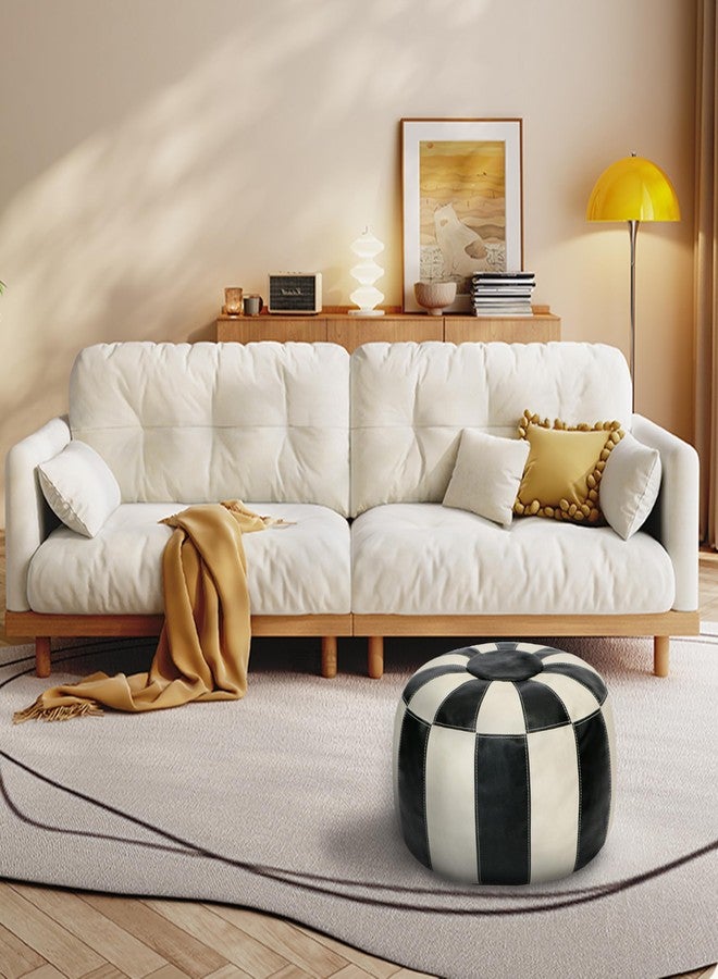 Thgonwid Unstuffed Moroccan Ottoman Pouf Cover, Ottoman Footstool Storage Solution, Bean Bag Chair, Foot Rest, Multi-Black&White - Image 5
