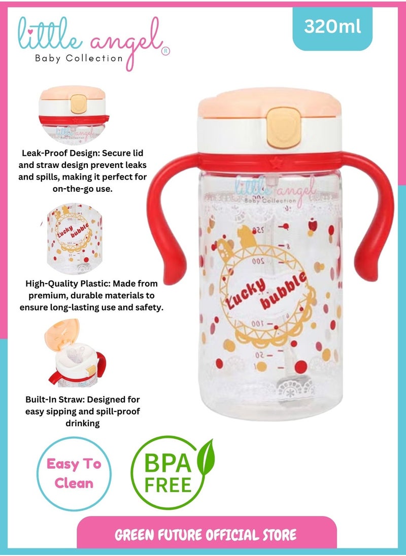 Little Angel Little Angel Baby Collection 320ml Water Bottle with Leak-Proof Lid, Durable Straw for School, Sports & Outdoor Activities - Red  - Image 2