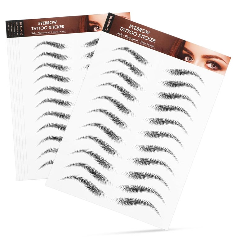 6sheets Eyebrow Transfer Stickers Realistic Temporary Tattoo for Precise Grooming and Shaping Black Application - Image 1