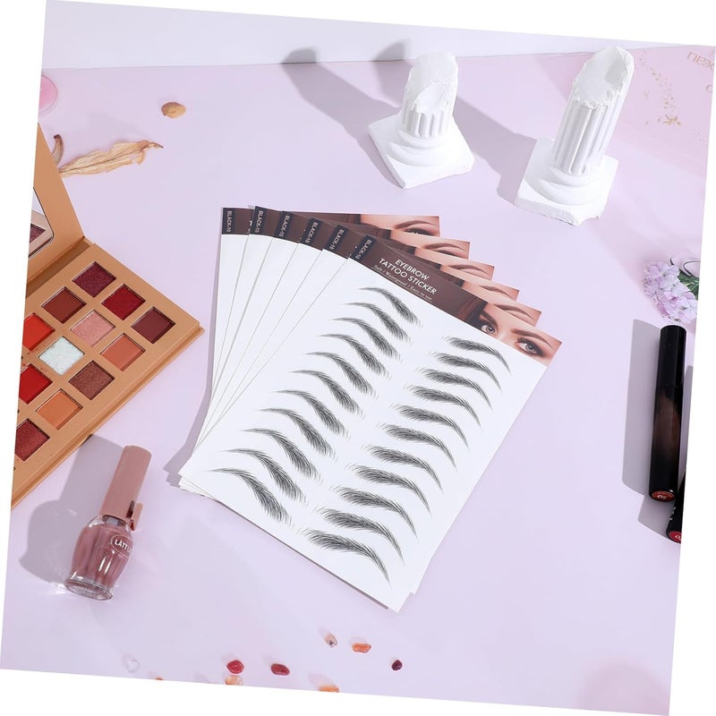 6sheets Eyebrow Transfer Stickers Realistic Temporary Tattoo for Precise Grooming and Shaping Black Application - Image 4