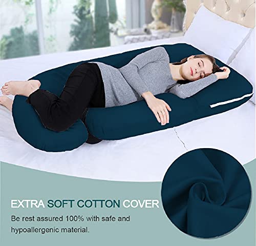 DADDY COOL Upgrade Model J Shape Pregnancy Pillow/Pregnant Women Full Body Relax Pillow/Maternity Pillow with 100% Cotton Zippered Cover, Standard (Sea Blue) - Image 3