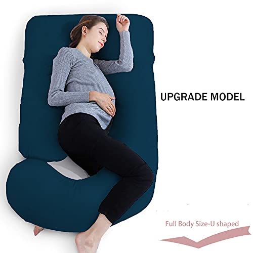 DADDY COOL Upgrade Model J Shape Pregnancy Pillow/Pregnant Women Full Body Relax Pillow/Maternity Pillow with 100% Cotton Zippered Cover, Standard (Sea Blue) - Image 2