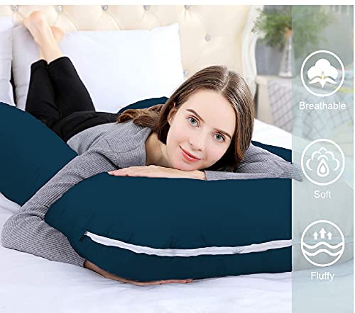 DADDY COOL Upgrade Model J Shape Pregnancy Pillow/Pregnant Women Full Body Relax Pillow/Maternity Pillow with 100% Cotton Zippered Cover, Standard (Sea Blue) - Image 5