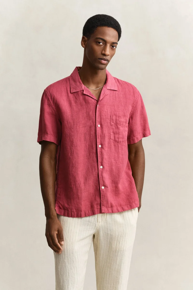 GANT  Regular Gmnt Dyed Linen Short SleeveCamp Shirt for Men | Best Price UAE