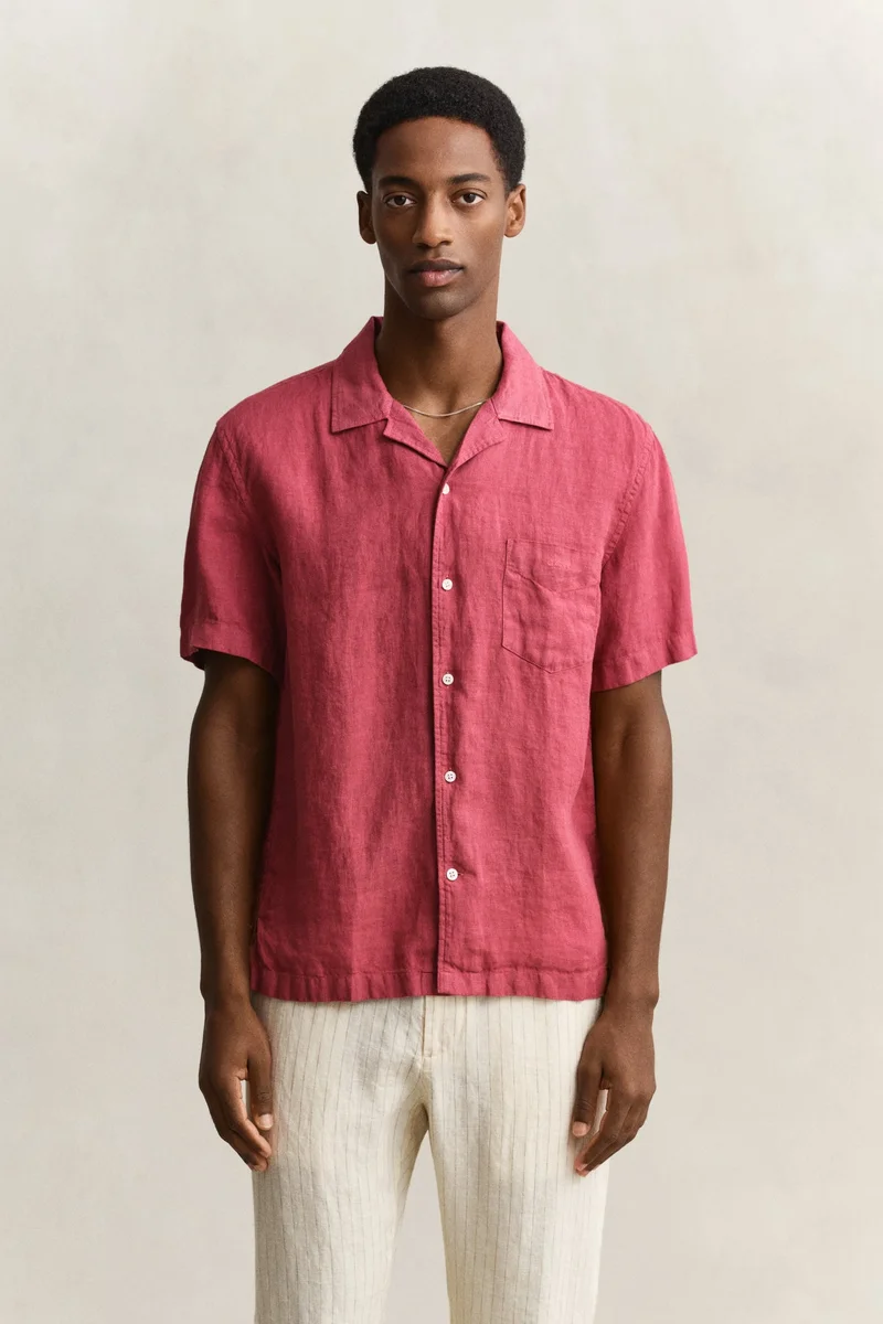 GANT  Regular Gmnt Dyed Linen Short SleeveCamp Shirt for Men | Best Price UAE