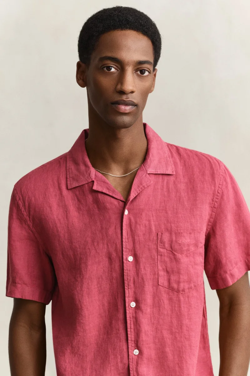 Gant  Regular Gmnt Dyed Linen Short SleeveCamp Shirt for Men | Best Price UAE