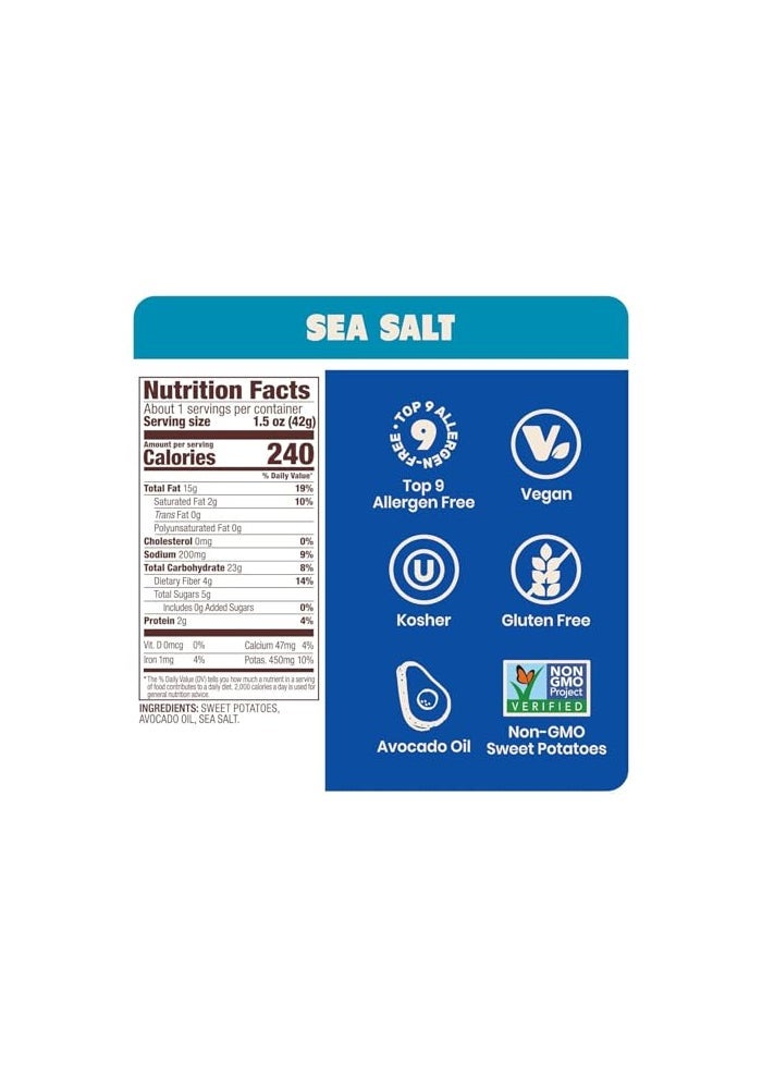 Jackson's Jacksons Sweet Potato Kettle Chips with Sea Salt made with Avocado Oil 15 oz Pack of 10  Allergenfriendly Gluten Free Peanut Free Vegan Paleo Friendly  Shark Tank Product - Image 5