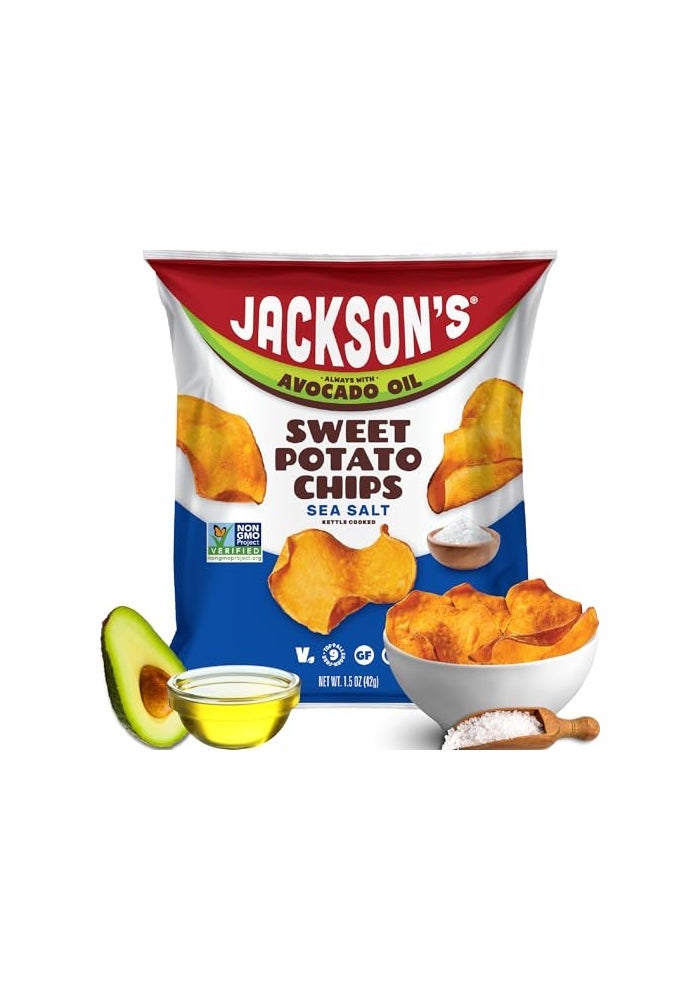 Jackson's Jacksons Sweet Potato Kettle Chips with Sea Salt made with Avocado Oil 15 oz Pack of 10  Allergenfriendly Gluten Free Peanut Free Vegan Paleo Friendly  Shark Tank Product - Image 1