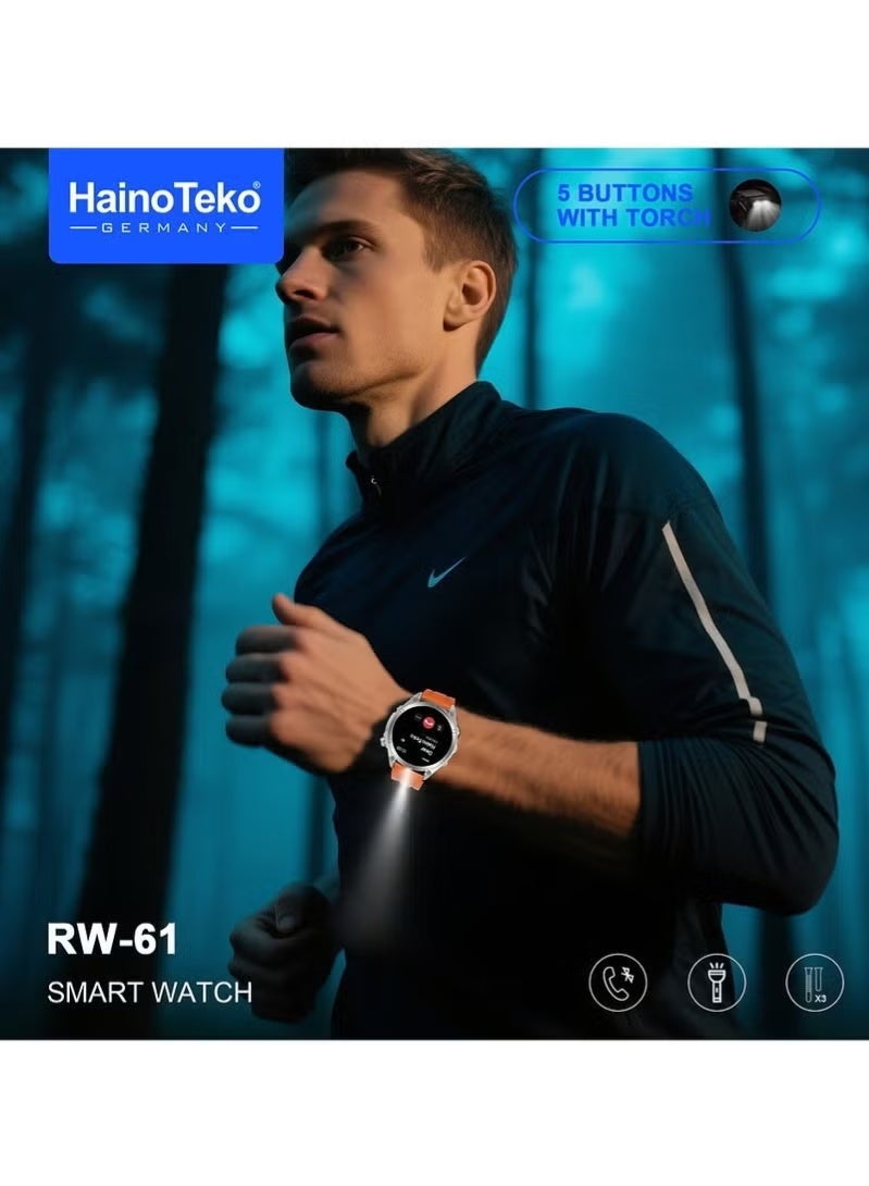 HainoTeko “RW-61 Smartwatch with Fitness Tracking, Heart Rate & SpO₂ Monitoring, Multi-Sport Modes, Sleep Analysis, Smart Call & Message Notifications, Lightweight Round AMOLED Display, Long Battery Life, Waterproof Design – Stylish Unisex Wearable for Daily Use and Active Lifestyles.” - Image 4