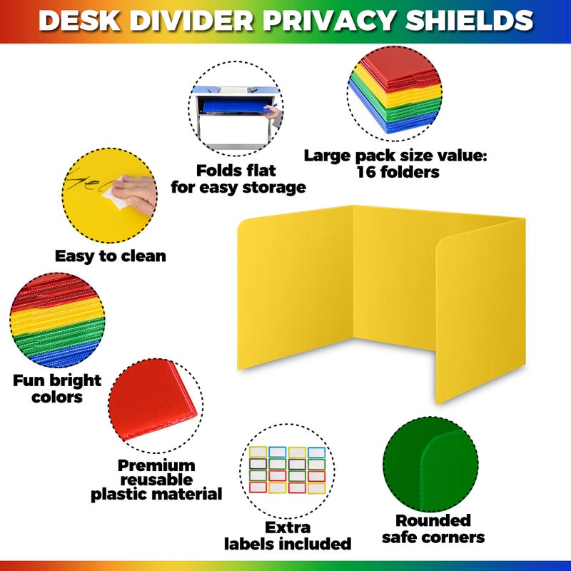 Storage Standard 16-Pack Desk Dividers for Students - Durable & Waterproof Plastic Study Carrel Divider, Classroom Folders Teacher Supplies, Easy-to-Clean Plastic Privacy Shield Boards for Student Desks - Image 3