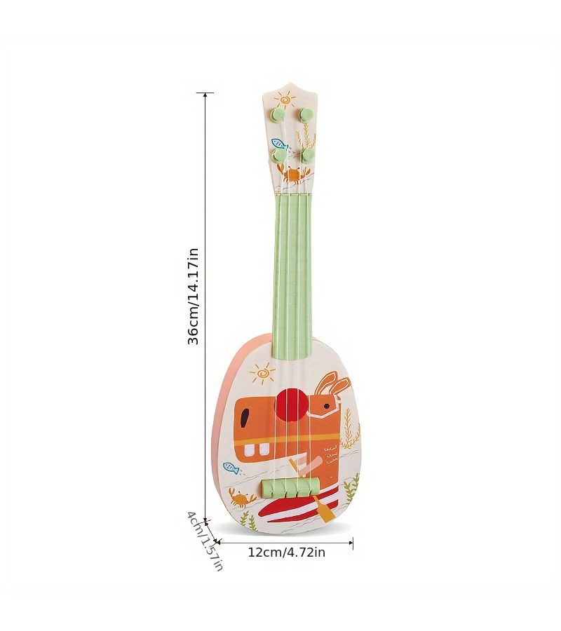 Mini Giraffe Ukulele Guitar Beginners Children Portable Musical Instrument Soft Strings Educational Toy Learn Basics Motor Skills Stage Performance - Image 2