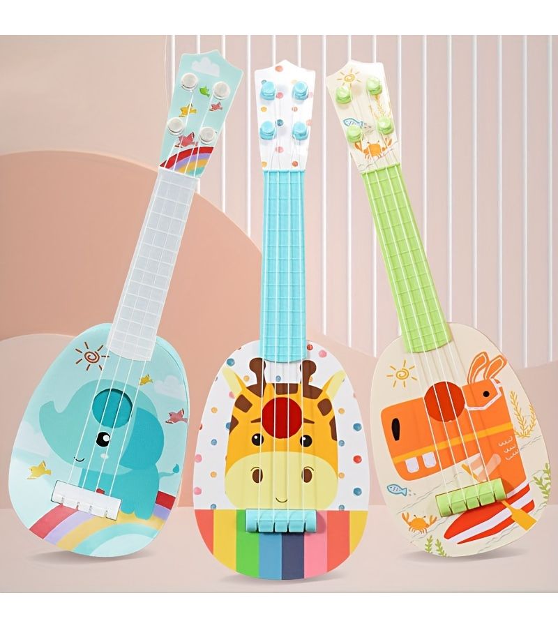 Mini Giraffe Ukulele Guitar Beginners Children Portable Musical Instrument Soft Strings Educational Toy Learn Basics Motor Skills Stage Performance - Image 1